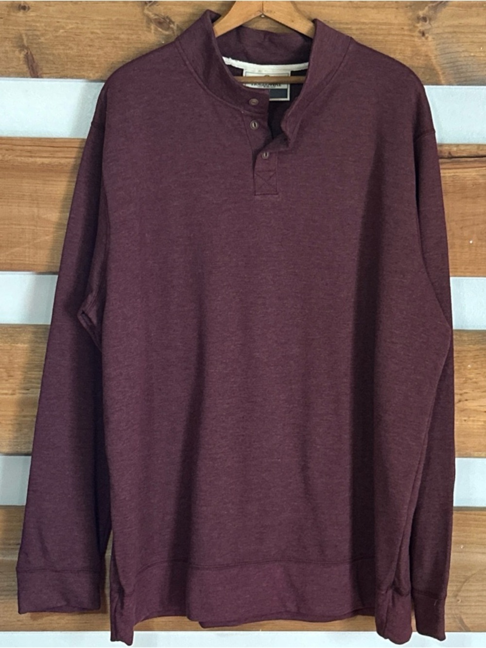 Holloway Men's Long Sleeve Maroon Henley Pullover Shirt Relaxed Fit Size XL